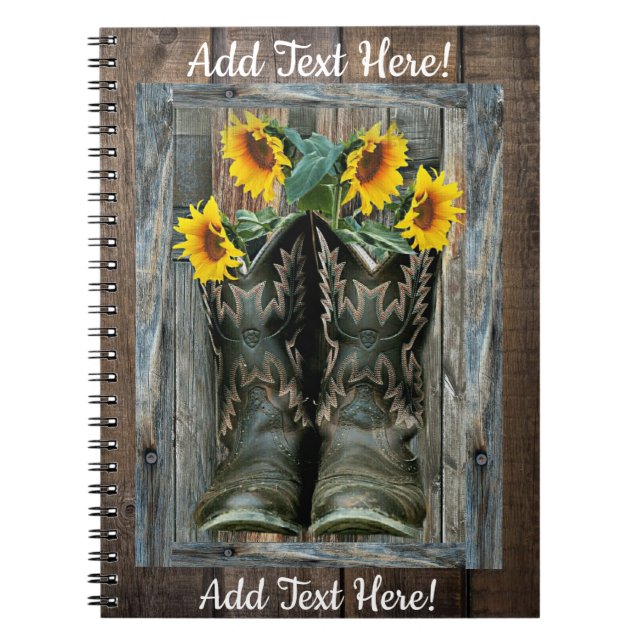 Caderno Espiral Cowboy Boots Sunflower (Frente)