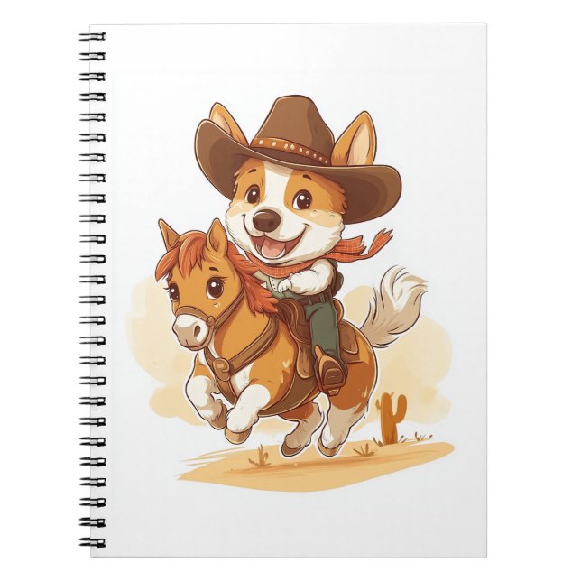 Caderno Espiral Cowboy Corgi - Cão Rodeo Ocidental (Frente)