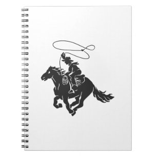Caderno Espiral Cowboy correndo de cavalo com lasso