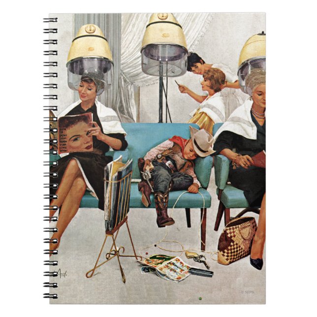 Caderno Espiral Cowboy dormindo no salão de beleza (Frente)