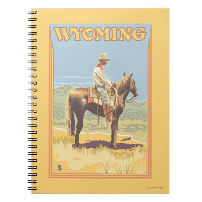 Caderno Espiral Cowboy (Vista lateral)Wyoming (Frente)