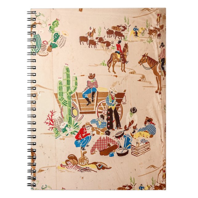 Caderno Espiral Cowboys - Vintage Wallpaper - Wild West (Frente)