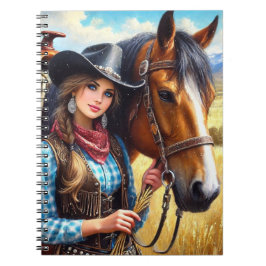 Caderno Espiral Cowgirl and Horse Western
