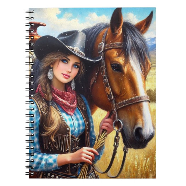 Caderno Espiral Cowgirl and Horse Western (Frente)