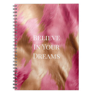 Caderno Espiral Cowhide Dourada-rosa ocidental