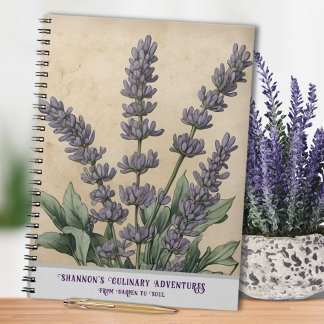 Caderno Espiral Cozinha de Ervas Lavanda Vintage