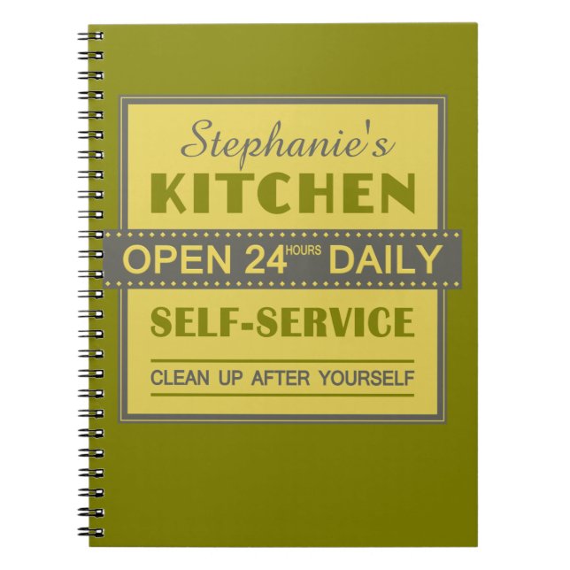 Caderno Espiral Cozinha - nome personalizado - notebook (Frente)