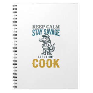 Caderno Espiral Cozinhar Jacaré Selvagem Ilustração Gráfica Vintag