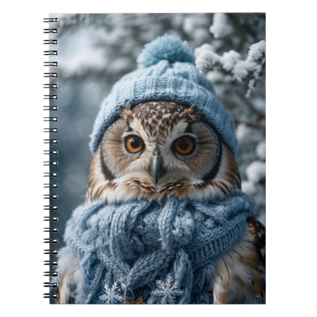 Caderno Espiral Cozy Whimsical Winter Wonderland Owl (Frente)