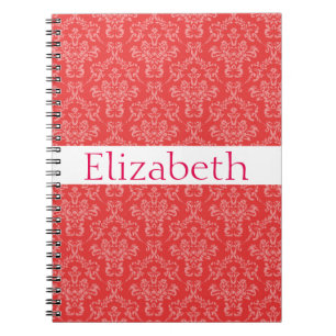 Caderno Espiral Crachá branco rosa Cor damasco personalizado