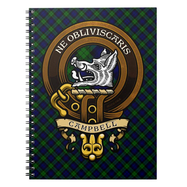 Caderno Espiral Crachá Escocês Clan Campbell e Crest (Frente)
