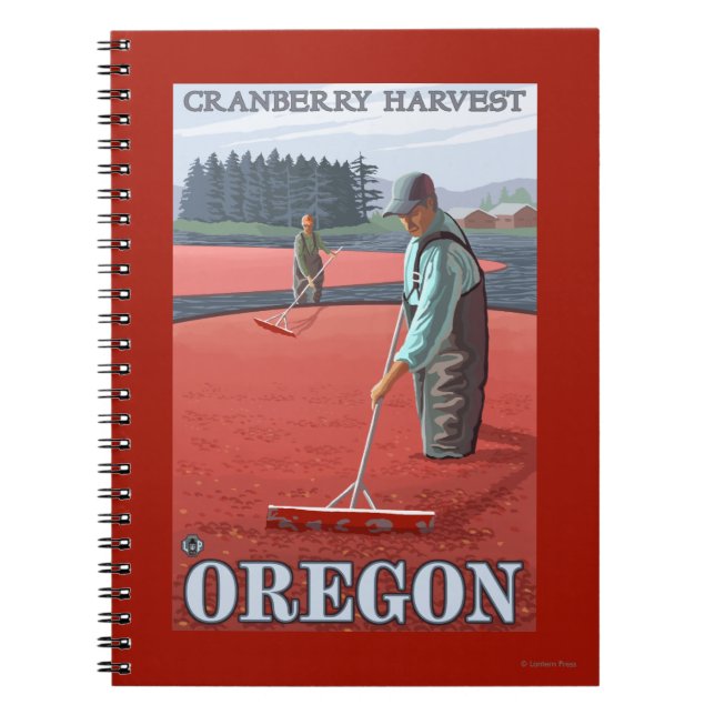 Caderno Espiral Cranberry Bogs Harvest Viagens vintage (Frente)