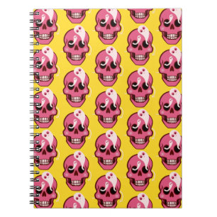 Caderno Espiral Crânio Bonito Com Fantasmas No Padrão De Soquete