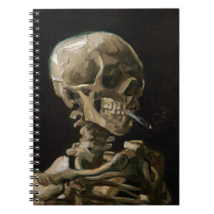 Caderno Espiral Crânio com arte ardente de Vincent van Gogh do