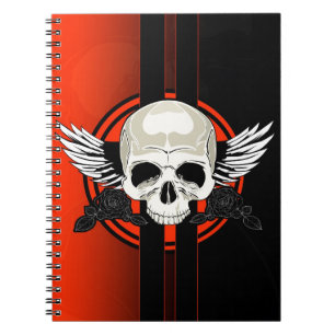 Caderno Espiral Crânio com Asas - LARANJA