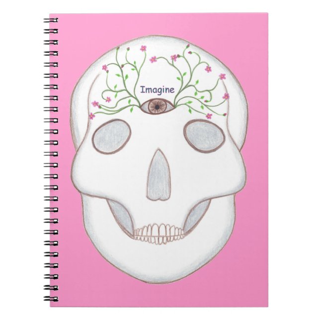 Caderno Espiral Crânio de Açúcar Imagina Notebook de Flores de Ter (Frente)