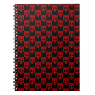 Caderno Espiral Crânio de Bloco Negrito em Vermelho Sanguíneo em P