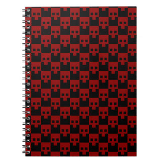 Caderno Espiral Crânio de Bloco Negrito em Vermelho Sanguíneo em P