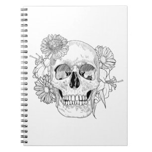 Caderno Espiral Crânio e flores inspirados