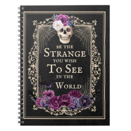 Caderno Espiral Crânio Floral Fronteira Vintage Engraçada Cotação 