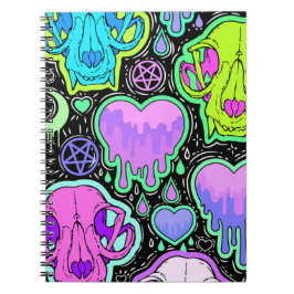 Caderno Espiral Crânios de Gato Trippy