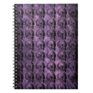 Caderno Espiral crânios do roxo do grunge