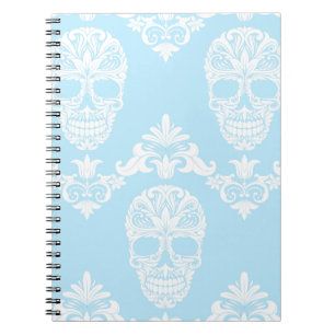 Caderno Espiral crânios vitorianos azuis