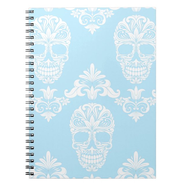 Caderno Espiral crânios vitorianos azuis (Frente)