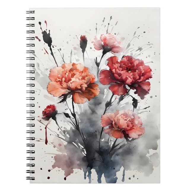 Caderno Espiral Cravo - Flores de aquarela (Frente)