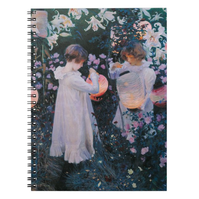 Caderno Espiral Cravo Lírio Lírio Rosa John Singer Sargent Arte (Frente)