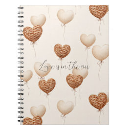 Caderno Espiral Cream Brown Heart Balloons Love in the Air