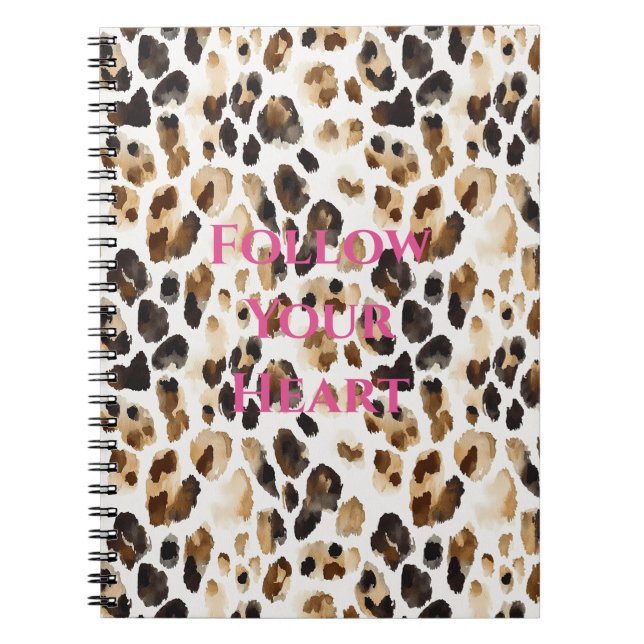 Caderno Espiral Cream Brown Leopard Animal Print (Frente)