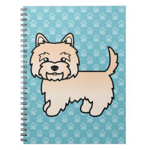Caderno Espiral Cream Cairn Terrier Cartoon Dog Ilustração Azul