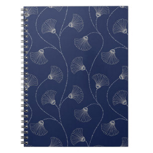 Caderno Espiral Cream Floral Art Nouveau Indigo