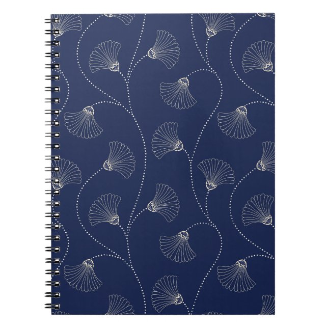 Caderno Espiral Cream Floral Art Nouveau Indigo (Frente)