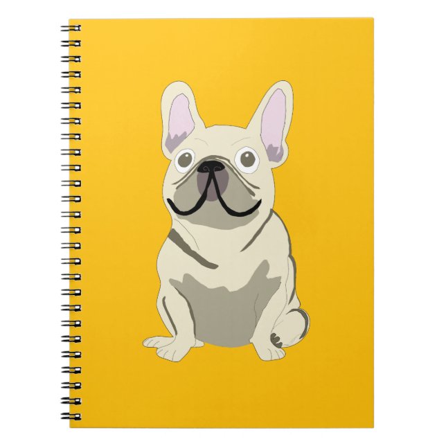 Caderno Espiral Cream French Bulldog, (Frente)