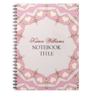 Caderno Espiral Cream Love Hearts Pink Pastel Lace Notebook