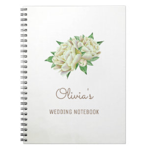 Caderno Espiral Cream Peony Flowers Notebook de Planejamento de Ca