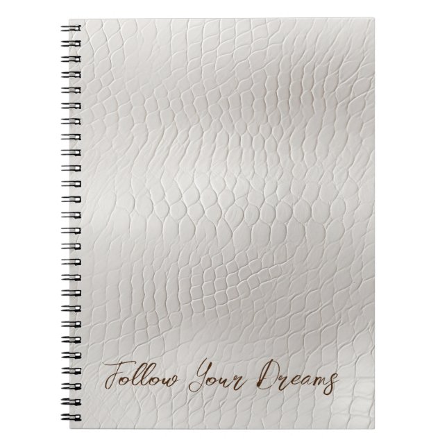 Caderno Espiral Cream White Faux Leather (Frente)
