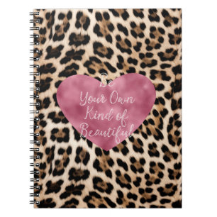 Caderno Espiral Creamy Brown Black Leopard Heart Beauful