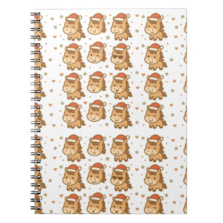 Caderno Espiral Create a cute horse wearing a tiny Christmas hat