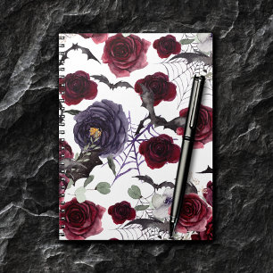 Caderno Espiral Creepto linda Rosas góticos escuros com morcegos