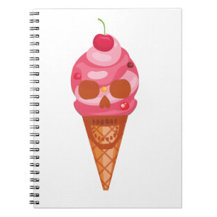 Caderno Espiral creepy ice cream skulls