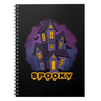 Caderno Espiral Creepy Purple Mansion Spooky Haunted House