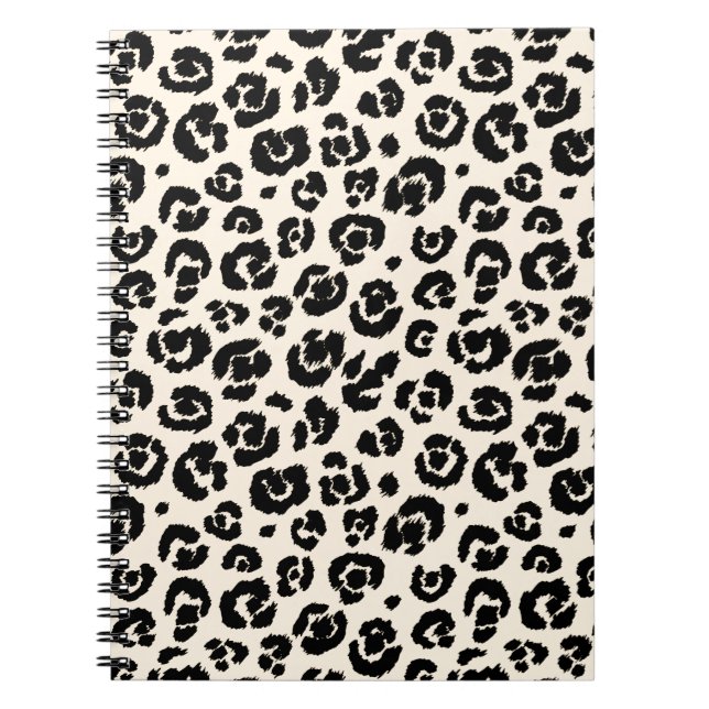 Caderno Espiral Creme Black Leopardo Print (Frente)
