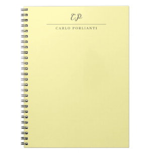 Caderno Espiral Creme Caligrafia Monogramada Moderna Nome Simples