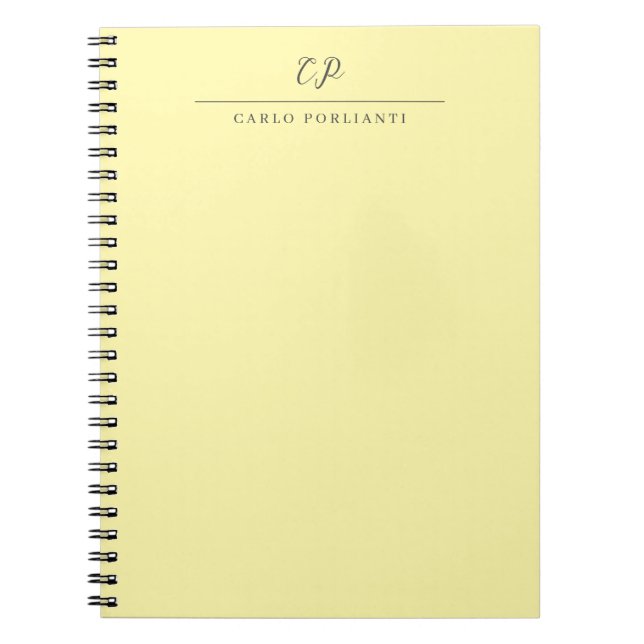 Caderno Espiral Creme Caligrafia Monogramada Moderna Nome Simples (Frente)