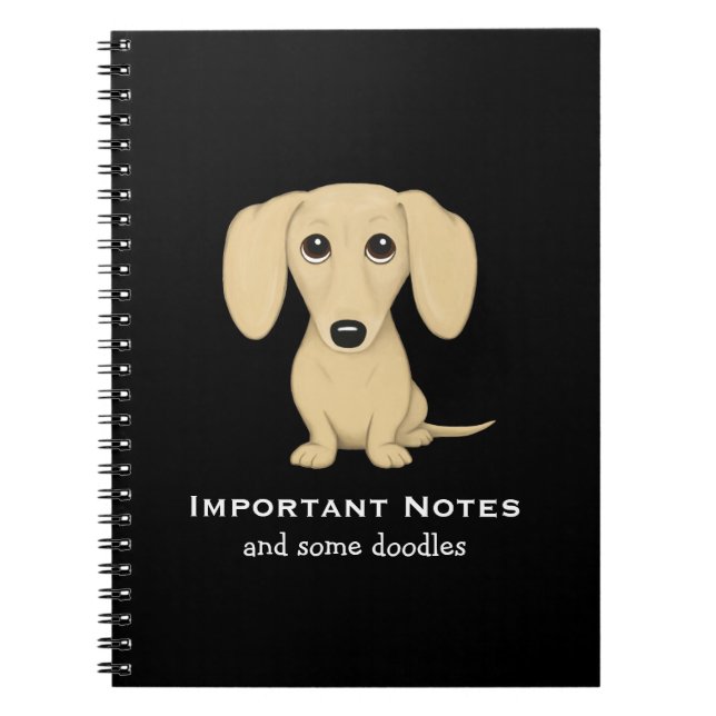 Caderno Espiral Creme Dachshund com Texto Personalizado (Frente)