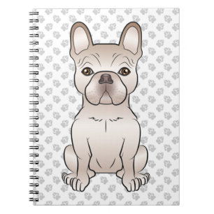 Caderno Espiral Creme French Buldog / Frenchie Dog & Paws