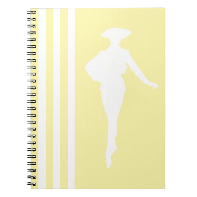 Caderno Espiral Creme Modern Stripes com Silhouette de Moda (Frente)